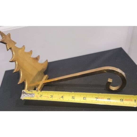 Vintage Christmas Tree Stocking Hanger Brass Mantel Holder Gold Weighted - Picture 7 of 9